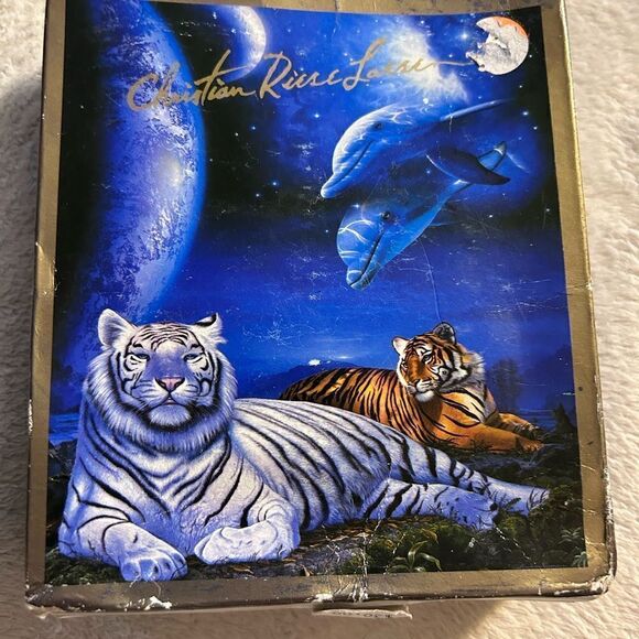 Vintage 1993 NWT the art of christian Lassen 3D resin lion and lion cub piece - Picture 6 of 7